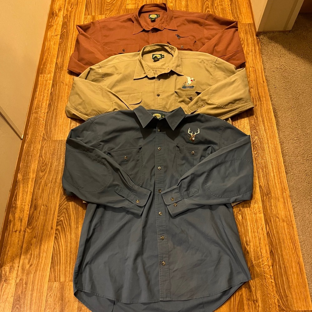 Cabelas Button Up Shirts‎ Men 2XL Tall Outdoor Gear Embroidered Bundle Of 3